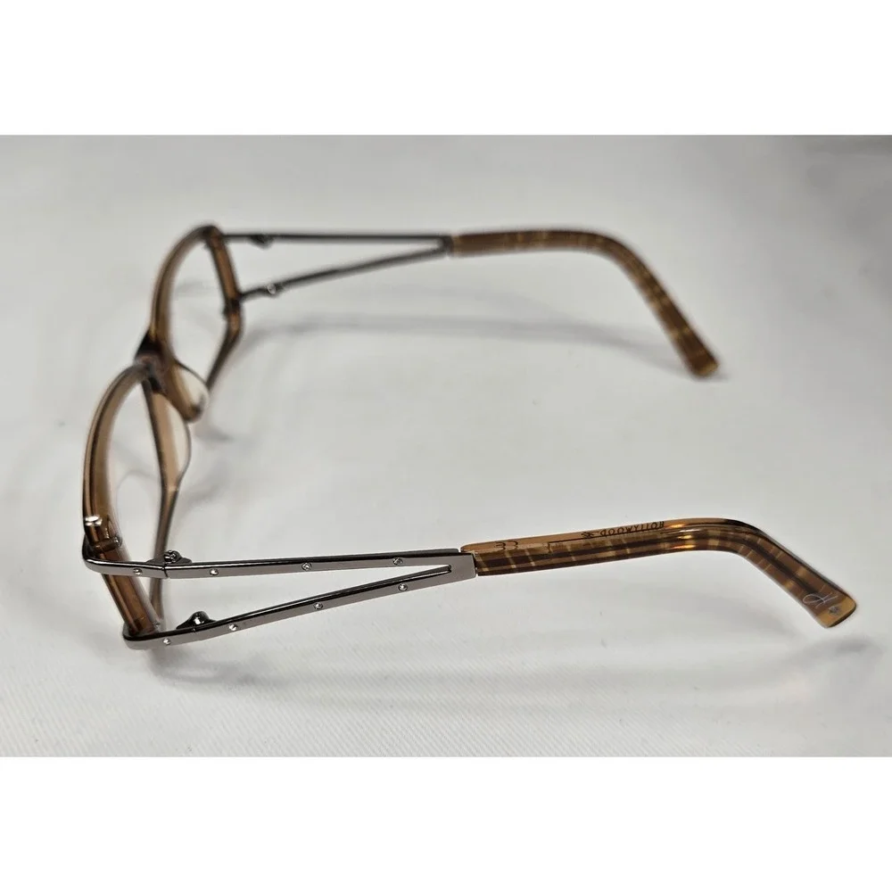Hollywood H240 Eyeglasses Frames Brown‎ Rectangle Metal Designer 53-14-130 New